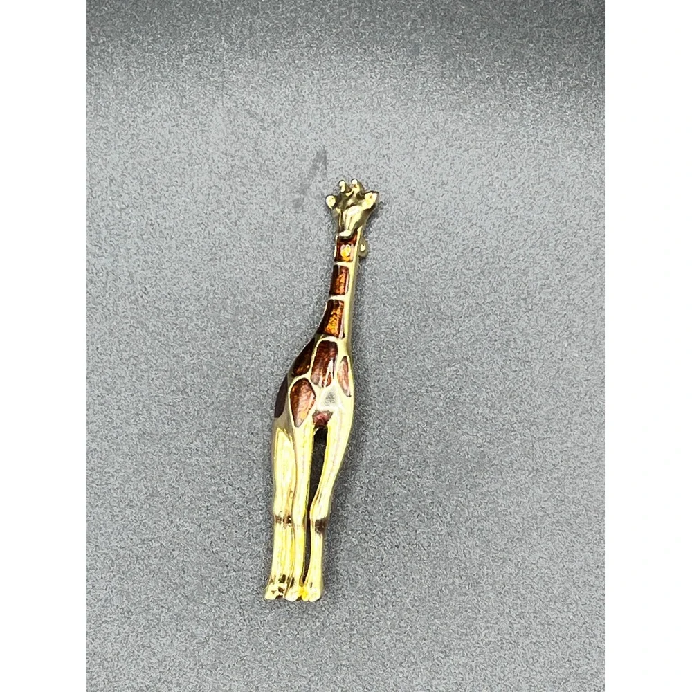 Gold Tone Giraffe Pin Enamel Brooch Women Jewelry Safari Zoo Liz Claiborne 2.75